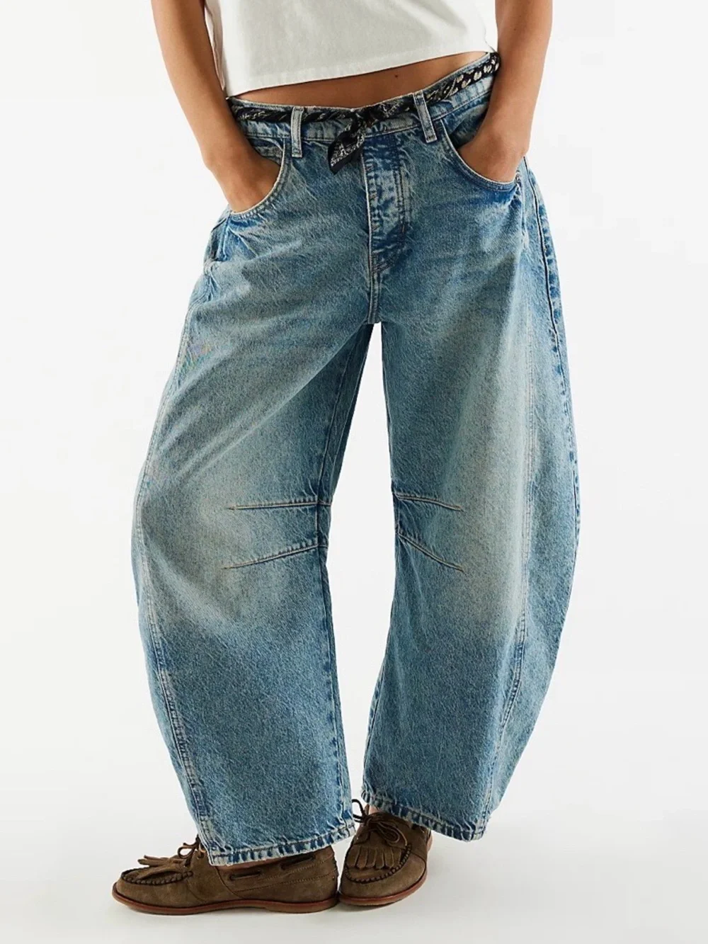 Free People We The Free Good Luck Mid-Rise Barrel Jeans